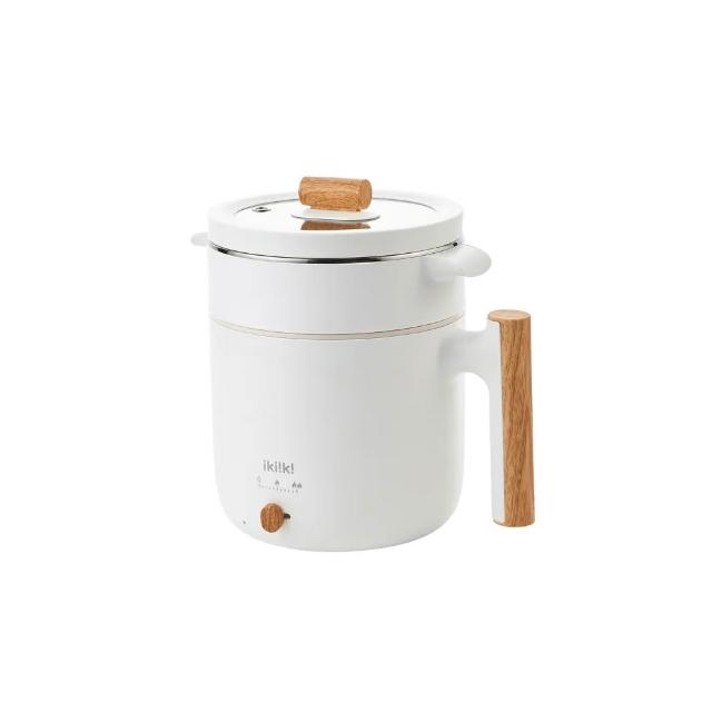 【ikiiki 伊崎】日式蒸煮陶瓷塗層美食鍋 IK-TK4303(附304蒸籠 料理鍋 電火鍋 蒸鍋)