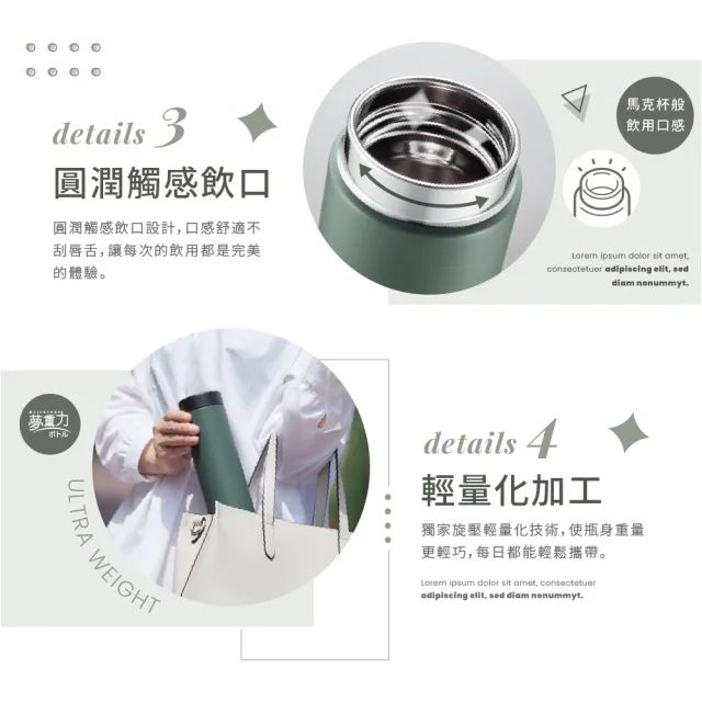 【TIGER 虎牌】買1送1 夢重力旋蓋雙層不鏽鋼保溫瓶 600ml(MMZ-W060輕量保溫杯)