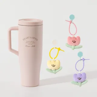 【Oolab 良杯製所】鬱金香不鏽鋼隨行手把杯1150ml 療癒補水吊飾組(小花吊飾/保溫手把杯)