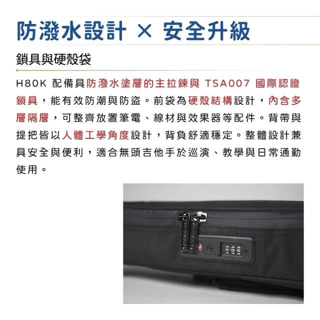 【Quantum Industries】H80K 防潑水無頭電吉他袋／無懼旅途的琴堡(樂器袋 Case 防撞 防摔 防潮 琴袋)