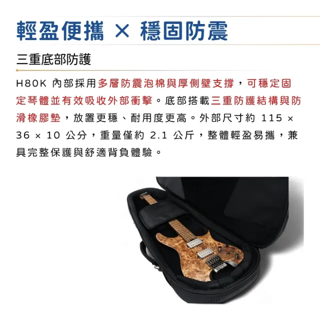 【Quantum Industries】H80K 防潑水無頭電吉他袋／無懼旅途的琴堡(樂器袋 Case 防撞 防摔 防潮 琴袋)