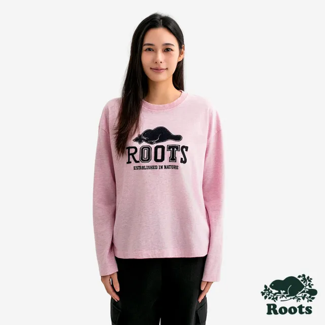 【Roots】Roots女裝- HERITAGE 長袖上衣(櫻花粉)