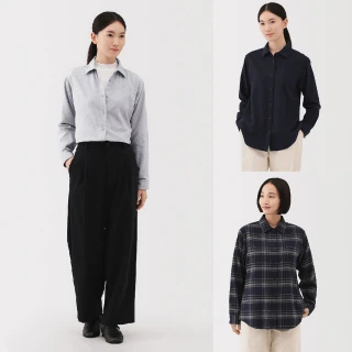 【MUJI 無印良品】女雙面起毛法蘭絨標準領長袖襯衫(共12色)
