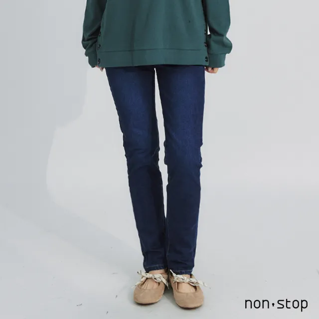【non-stop】內磨毛高彈窄版牛仔褲-1色