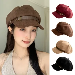 【TLYS-J】鹿皮絨八角貝雷帽 秋冬防風保暖帽 鴨舌帽 畫家帽 毛帽 報童帽 經典潮流時尚女帽(交換禮物)
