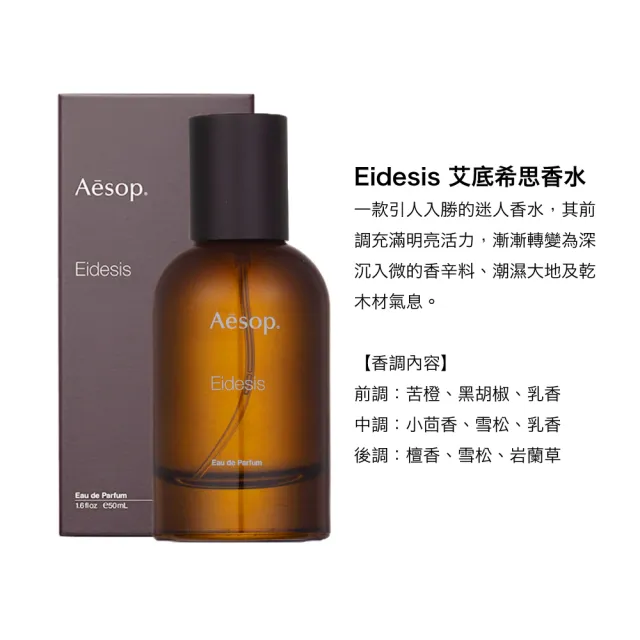 Aesop】香水50ml 多款可選(喀斯特/米拉塞蒂/埃雷米亞/艾底希思/格歐暮