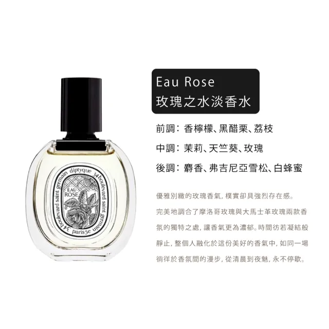【Diptyque】淡香水50ml 多款任選(紙染之水/杜桑/譚道/影中/感官/玫瑰/聖日爾曼大道)