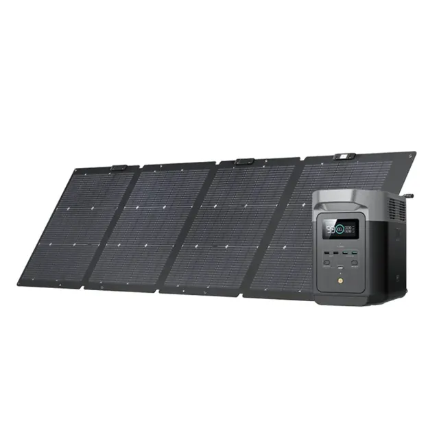 【ECOFLOW】原廠直營 DELTA 2 + 220W 便攜太陽能板+收納包(戶外電源 防颱必備 停電神器)