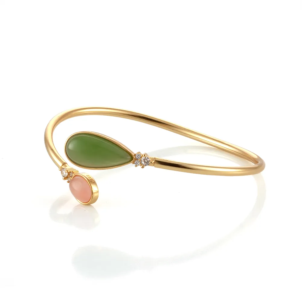 【Woogie武吉珠寶】精品和田玉多寶純銀手環(碧玉南紅)