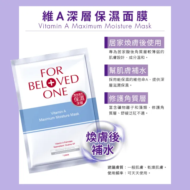 【For Beloved One 寵愛之名】維A深層保濕面膜 4片/盒 買一送一(酸後煥膚可用/滋潤修護/水嫩健康)