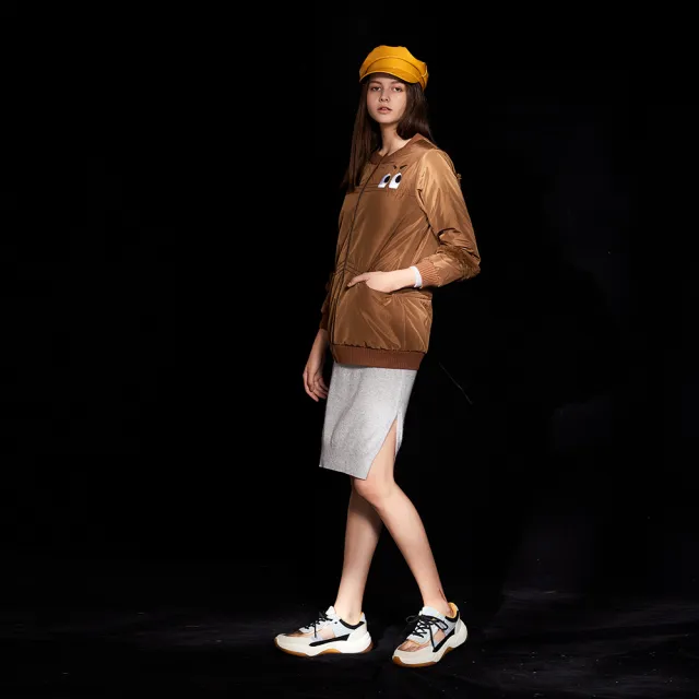 【ICHE 衣哲】時尚拼接絨毛長版風衣造型外套-太妃糖色