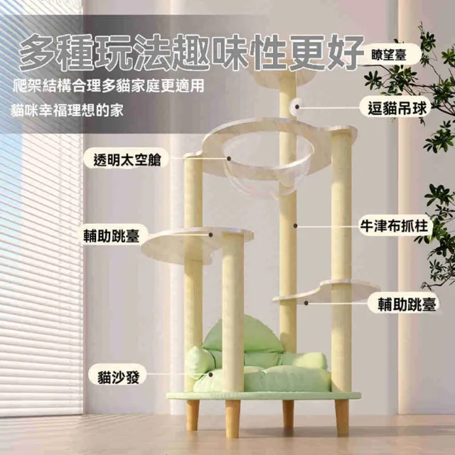 【MatsuTa 松太】貓爬架 寵物沙發床 大型透氣防潮 透明太空艙 堅實耐用多貓家庭趣味(貓爬架) WJJ