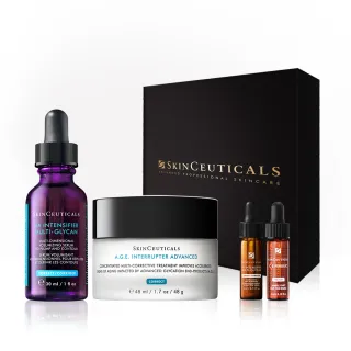 【Skin Ceuticals 修麗可】雙12限定頂級抗氧撫紋★HA塑顏緊緻超彈力紫米精華+AGE普拉斯鏈活膚緊緻霜 禮盒_1