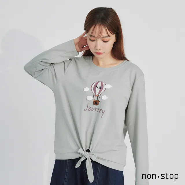 【non-stop】熱氣球刺繡綁結T恤-2色