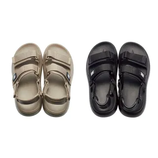 【KANGOL】英國袋鼠黑勢機能輕量涼鞋(魔鬼氈設計 厚底微增高)