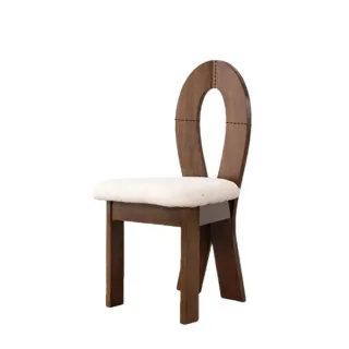 【新川】人魚椅羊羔絨款白色柔軟座面 復古造型餐椅(法式生活餐椅 人魚椅設計 提升用餐質感)