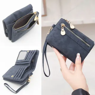 【LEESA】多卡位錢包\拉鍊短夾\零錢包\短款皮夾\錢包\女短夾\零錢袋