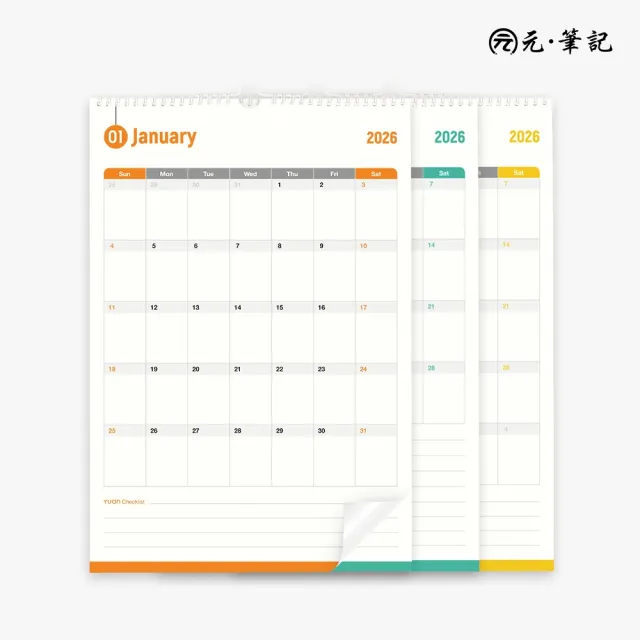 【元筆記】2026年掛曆|月計畫・行程記事・手寫月曆|支援智慧筆