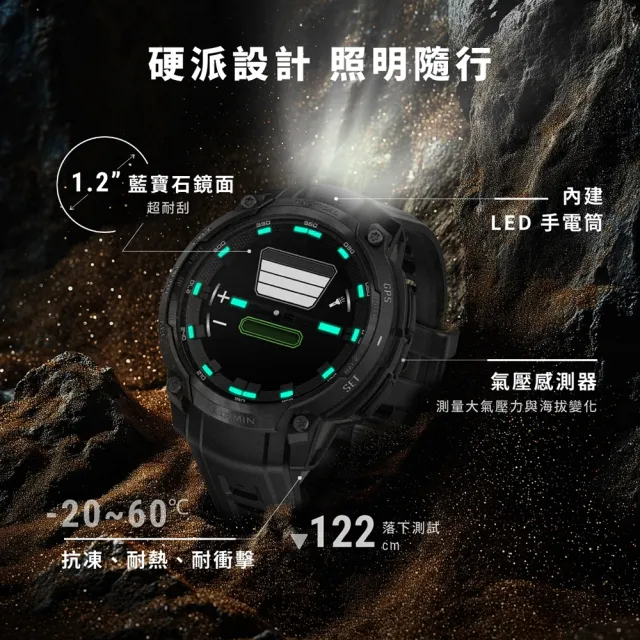 【GARMIN】INSTINCT Crossover AMOLED 實體指針GPS智慧錶 45mm - 軍事戰術版