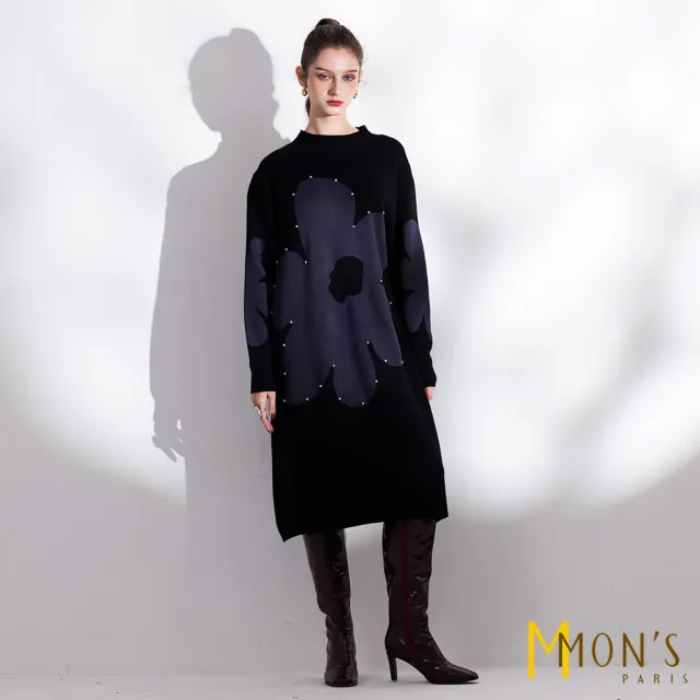 【MON’S】大花鉚釘個性針織洋裝(直)