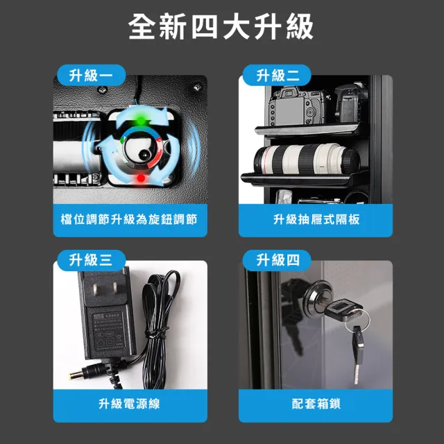 【RTAKO】電子防潮箱 相機防潮箱 32L 相機鏡頭除濕櫃 茶葉郵票收納箱 可調隔板 乾燥箱 防潮櫃 附鏡頭墊
