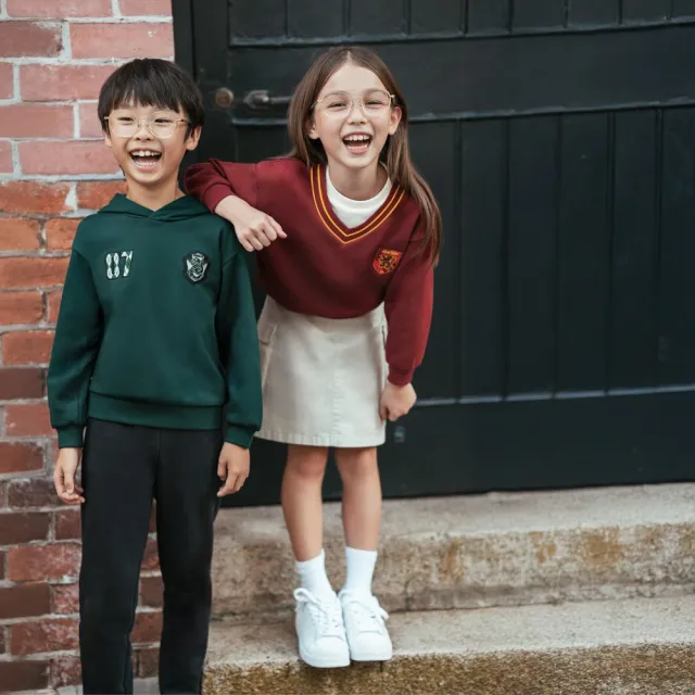 【GIORDANO 佐丹奴】童裝哈利波特授權假兩件長袖大學TEE Harry Potter系列(75 深紅)