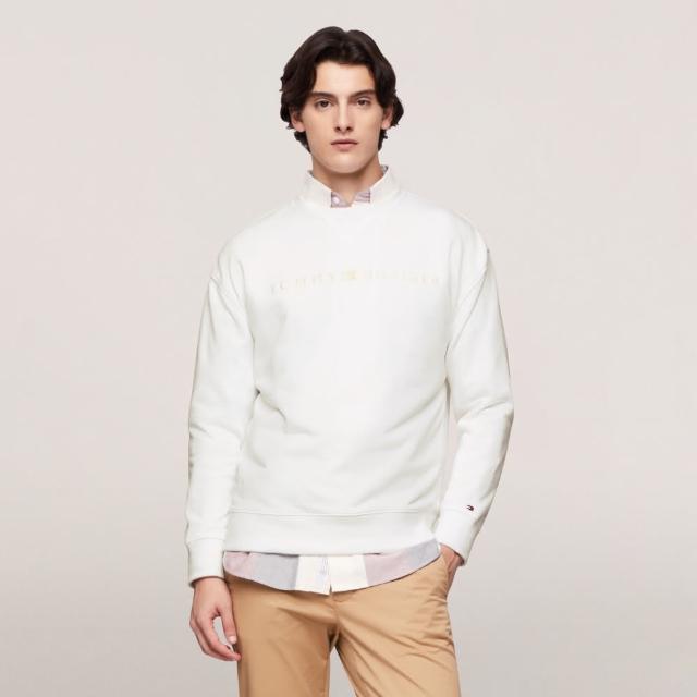 【TOMMY HILFIGER】官方旗艦館 同色調刺繡Logo大學T_白色