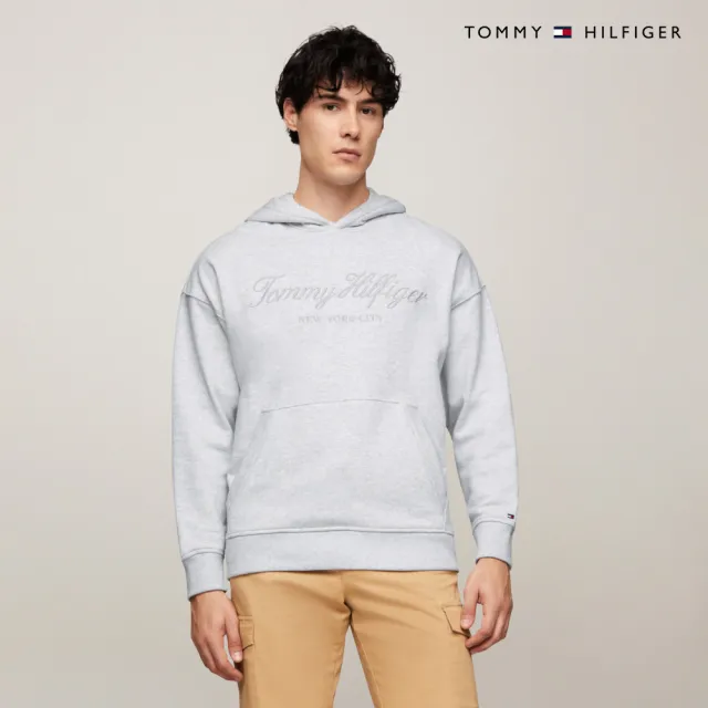 【TOMMY HILFIGER】官方旗艦館 寬鬆Logo帽T_灰色