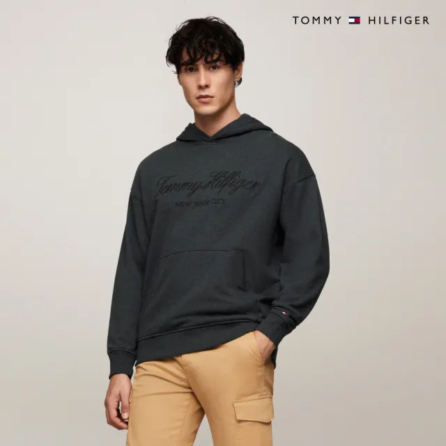 【TOMMY HILFIGER】官方旗艦館 寬鬆Logo帽T_灰色