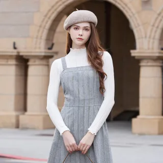 【IENA】木耳邊高領針織上衣(#5260101 內搭上衣、長袖上衣；黑色/白色)