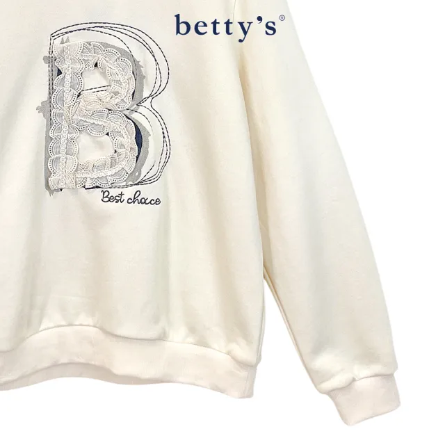 【betty’s 貝蒂思】圓領內刷毛蕾絲B文字厚T-shirt(共二色)
