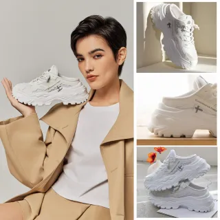 【SCANDINAVIAN FOREST 北歐小刺蝟】SPEED111厚底輕量穆勒老爹鞋 老爹鞋 增高鞋 休閒鞋 小白鞋(牛奶白)