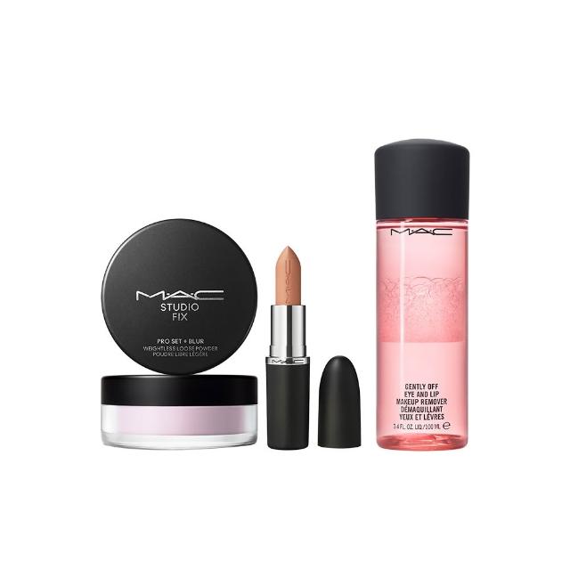 【M.A.C】極輕緞光持妝美肌組(超持妝輕透濾鏡蜜粉6.5g+MACximal極自我緞光唇膏3.5g)