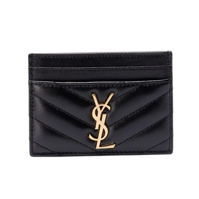 【YSL】SAINT LAURENT Cassandre Matelasse 絎縫 小羊皮 證件夾 名片夾 卡夾 卡片套 黑色 金色 423291