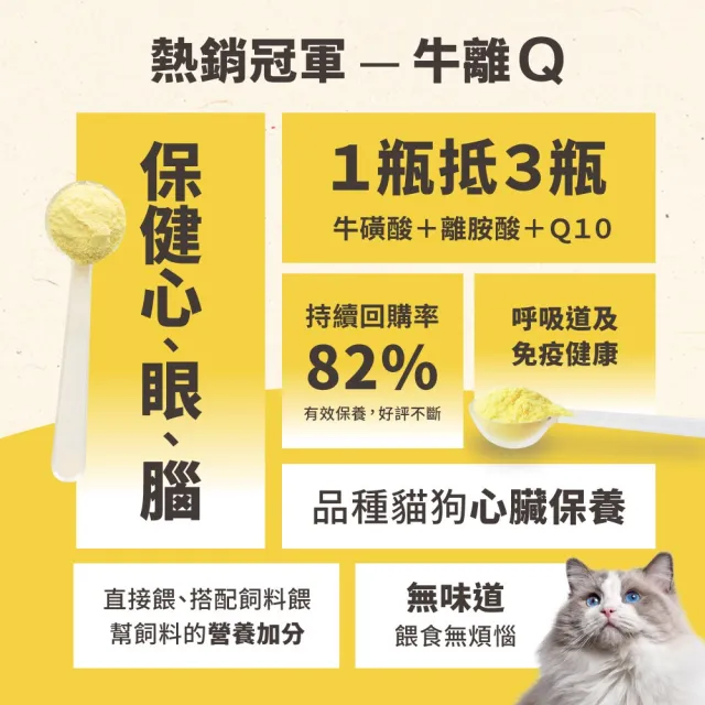 【怪獸部落】犬貓綜合營養補給-保健品牛離Q(犬貓適用)
