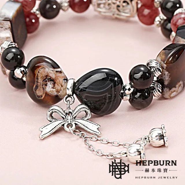 【赫本珠寶】設計款-九尾仙狐黑貝魔盒黑櫻花瑪瑙雙排手鍊