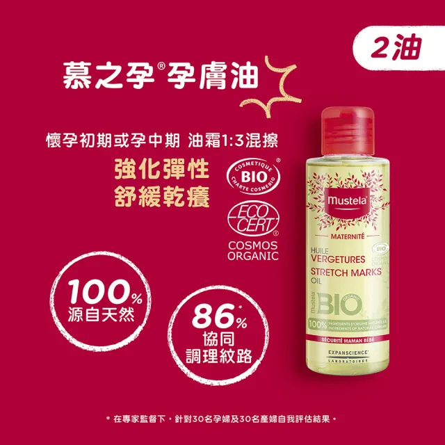 【Mustela 慕之恬廊】慕之孕 孕期油霜組(孕膚霜150ml+孕膚油105ml)
