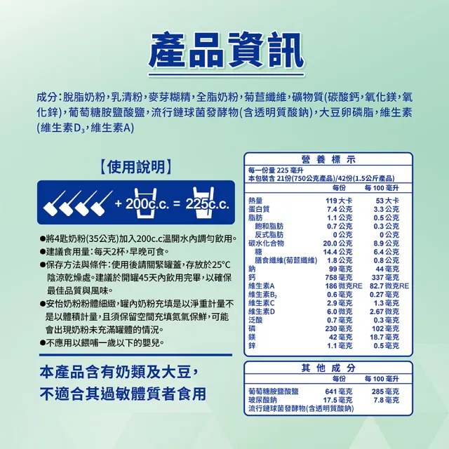 【Anlene 安怡】關鍵EX高鈣低脂奶粉1500g X2罐