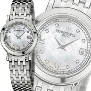 【瑞士Raymond Weil蕾蒙威】Toccata托卡塔 薄型8真鑽精鋼羅白面石英女性款25㎜ R01(5393-ST-00995)