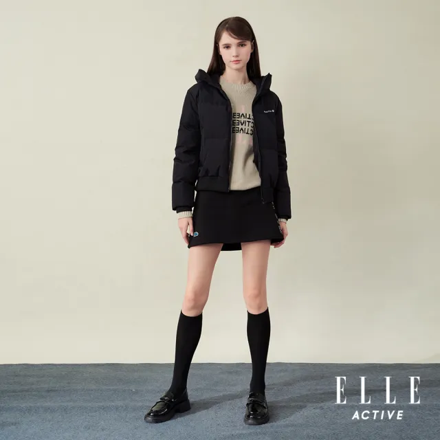 【ELLE ACTIVE】女款 輕盈保暖防潑水高領羽絨外套-黑色(EA25A2W6703-99)