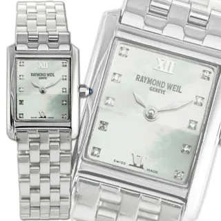 【瑞士Raymond Weil蕾蒙威】Don Giovanni系列 方形10顆真鑽珍珠母貝面石英女款25㎜ R01(5875-ST-00985)