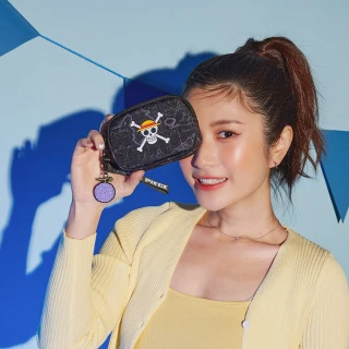 【OUTDOOR】ONE PIECE航海王魯夫雙拉鍊零錢包-黑色 BCOP24M05BK