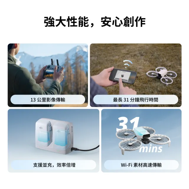 【DJI】FLIP雙電套裝+1年版Care不含遙控器  空拍機/無人機 ｜全能Vlog航拍機｜免註冊