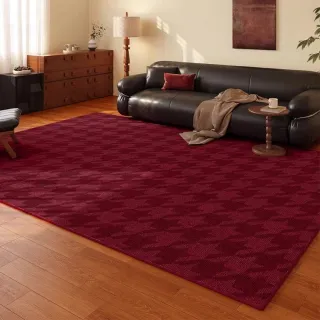 【匠俱】地毯 復古紅色風格 120*160CM(床邊地毯 復古家用地墊 客廳防髒地毯)