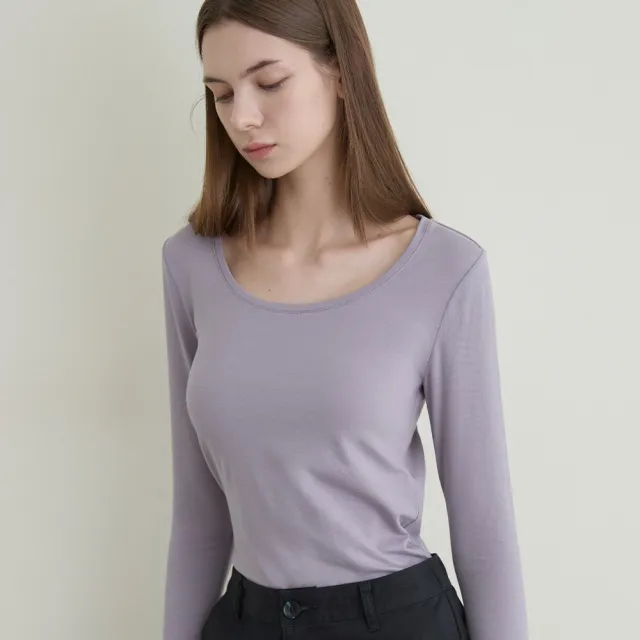 【GIORDANO 佐丹奴】女裝圓領極暖衣 G-WARMER系列(33 極簡灰紫)