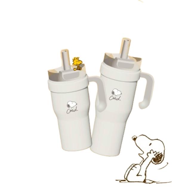 【COTD】SNOOPY聯名 把手保溫杯1200ML/奶油白(直飲口/吸管口/保溫杯/提把杯)