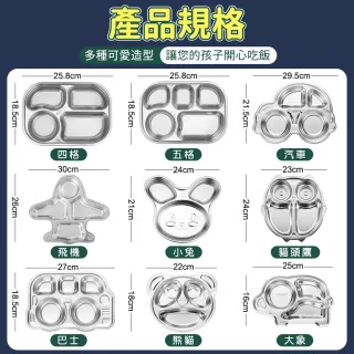 【Finger Pop 指選好物】304不鏽鋼兒童造型餐盤(加厚304不鏽鋼安全材質 安心耐用好清洗)