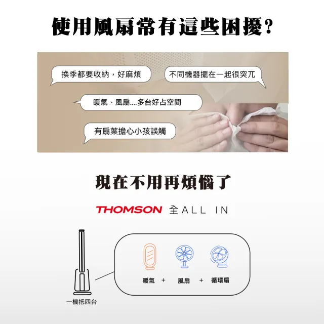 【THOMSON】DC石墨烯三合一冷暖空氣清淨機 TM-SAW38F 循環扇 暖風機 電暖器 定時 清淨機 可遙控