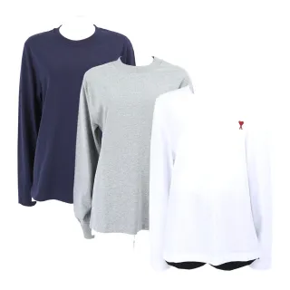 【AMI PARIS】Red Ami De Coeur 紅心A補丁純棉長袖TEE T恤 男女可穿-3色可選(長袖 T恤 素T)