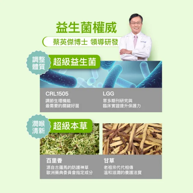 【享食尚】百里香超級益生菌-新1盒(30包.耳鼻喉科張益豪醫師推薦.薄荷風味.潤喉清新.提升防護力)